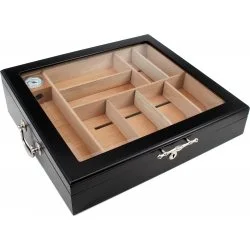Crni humidor sa staklenim poklopcem