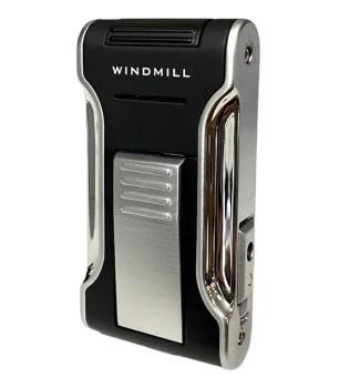 Kantana by Windmill upaljač s mlaznim plamenom crno-srebrni