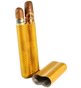 Zlatna futrola od ugljičnih vlakana za 2 cigare promjera 57