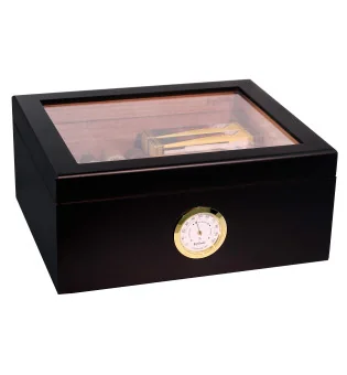 BigSmoke humidor srednji crni sa staklenim poklopcem