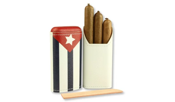 adorini futrola od prave kože za 2 – 3 cigare s kubanskom zastavom