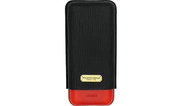 Partagas trostruka kožnata futrola za cigare crno-crvena slika 2