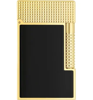 Upaljač S. T. Dupont Le Grand crni lakirani žuto-zlatni s uzorkom dijamantnih glava C23790CL